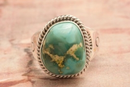 Genuine Battle Mountain Turquoise Nugget Sterling Silver Navajo Ring